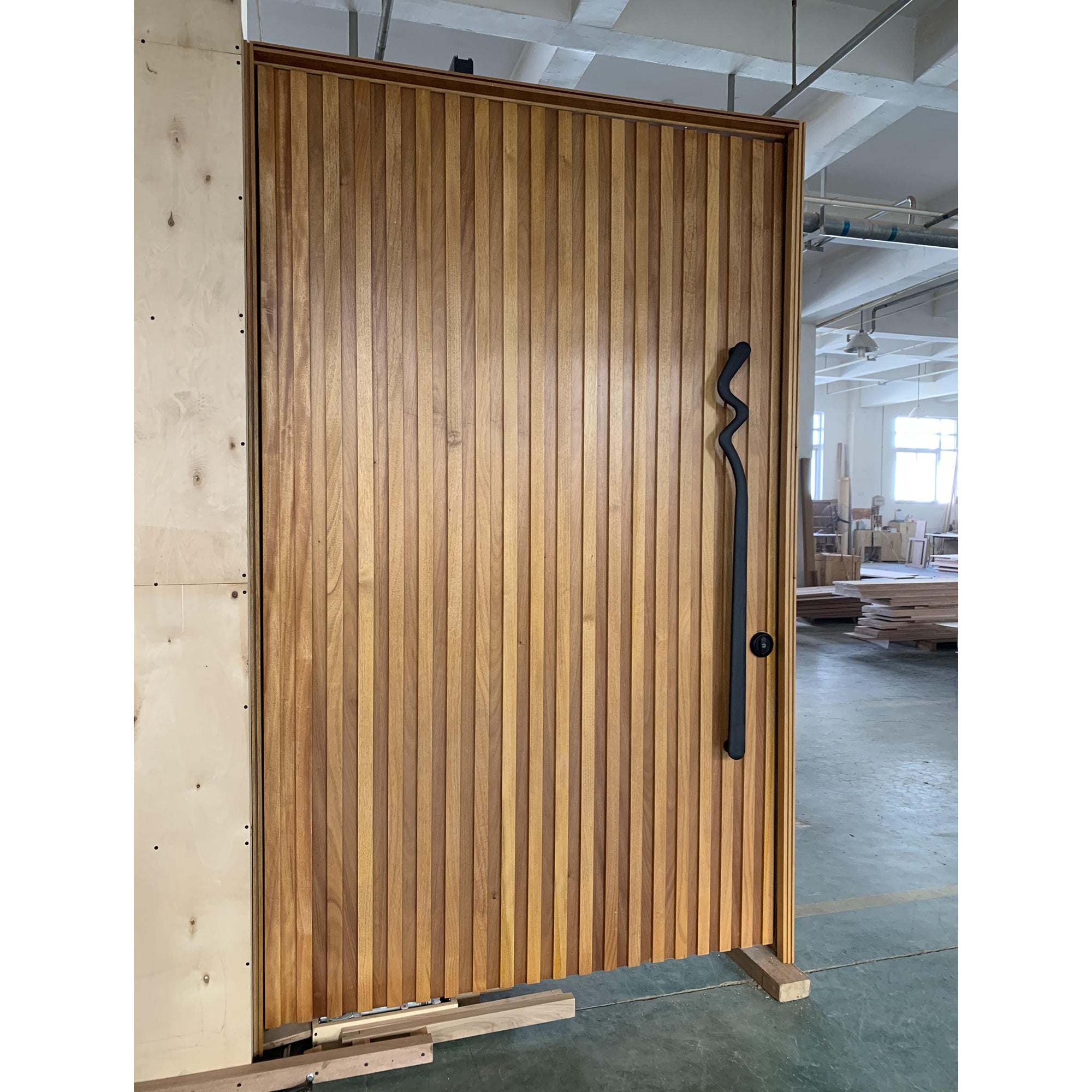 African Mahogany Modern Entry Pivot Door