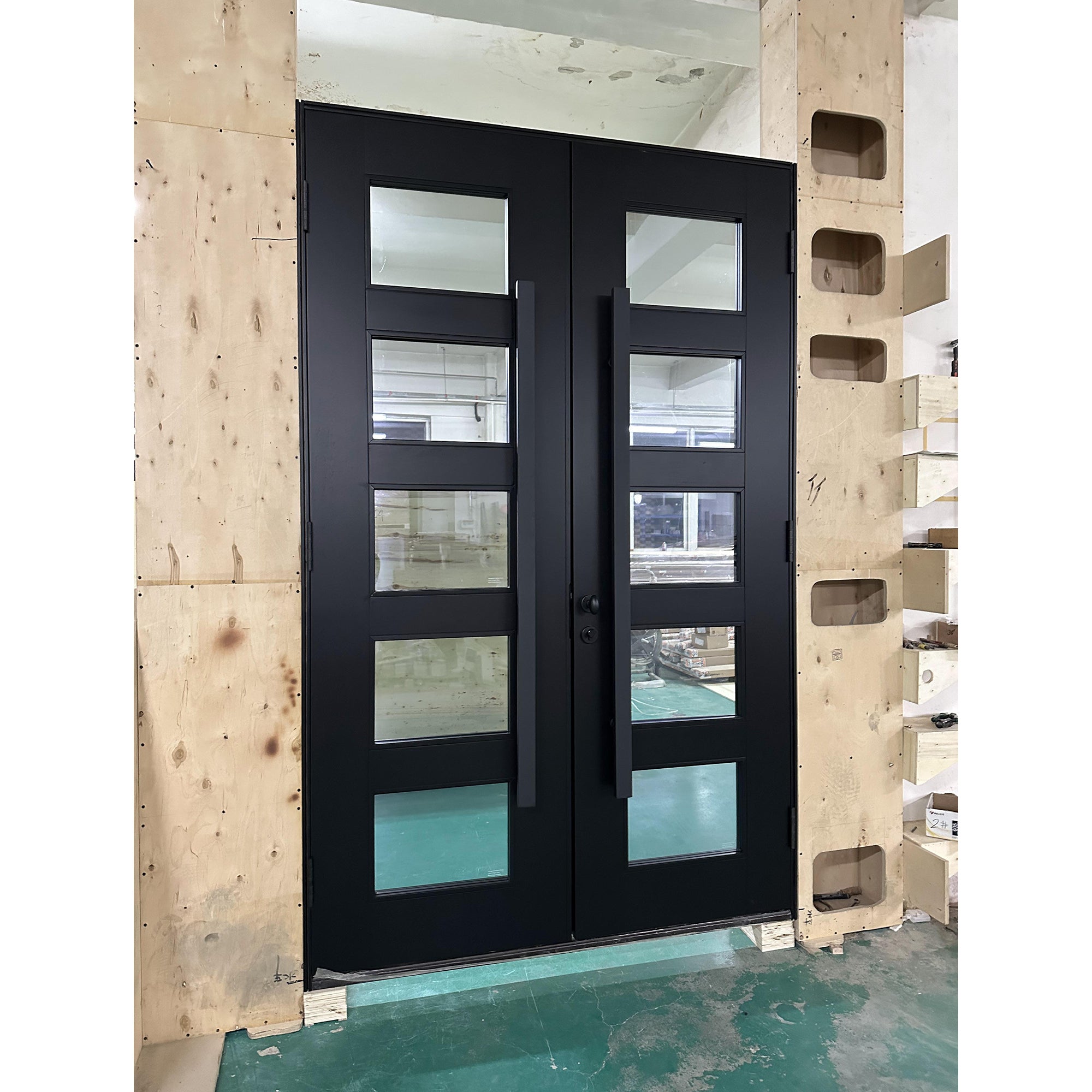 Modern Double Solid Wood Exterior Doors