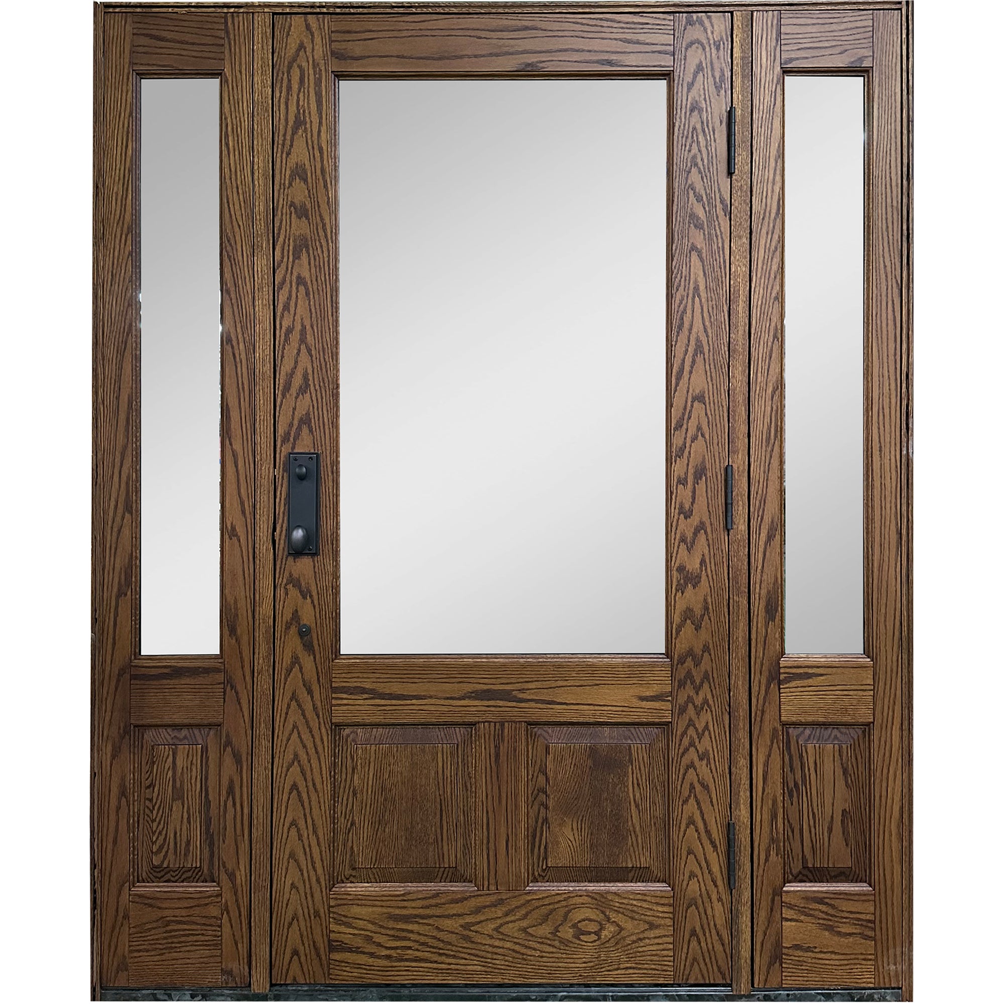 Double Sidelites Red Oak Entry Glass Wood Door