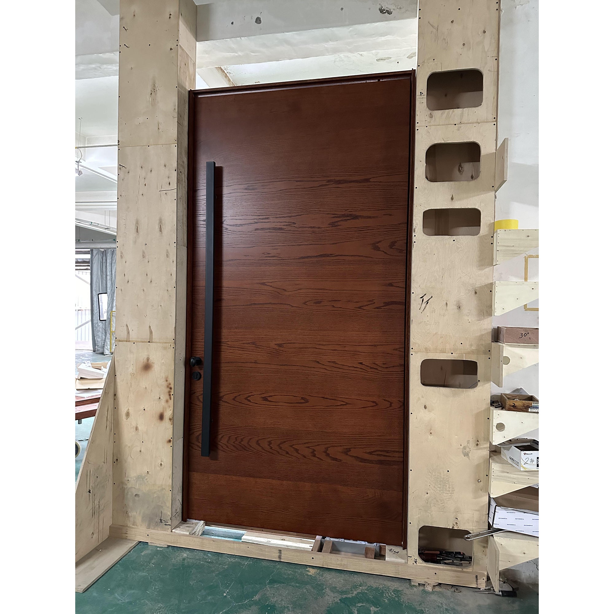 Red Oak Flush Entry Pivot Door