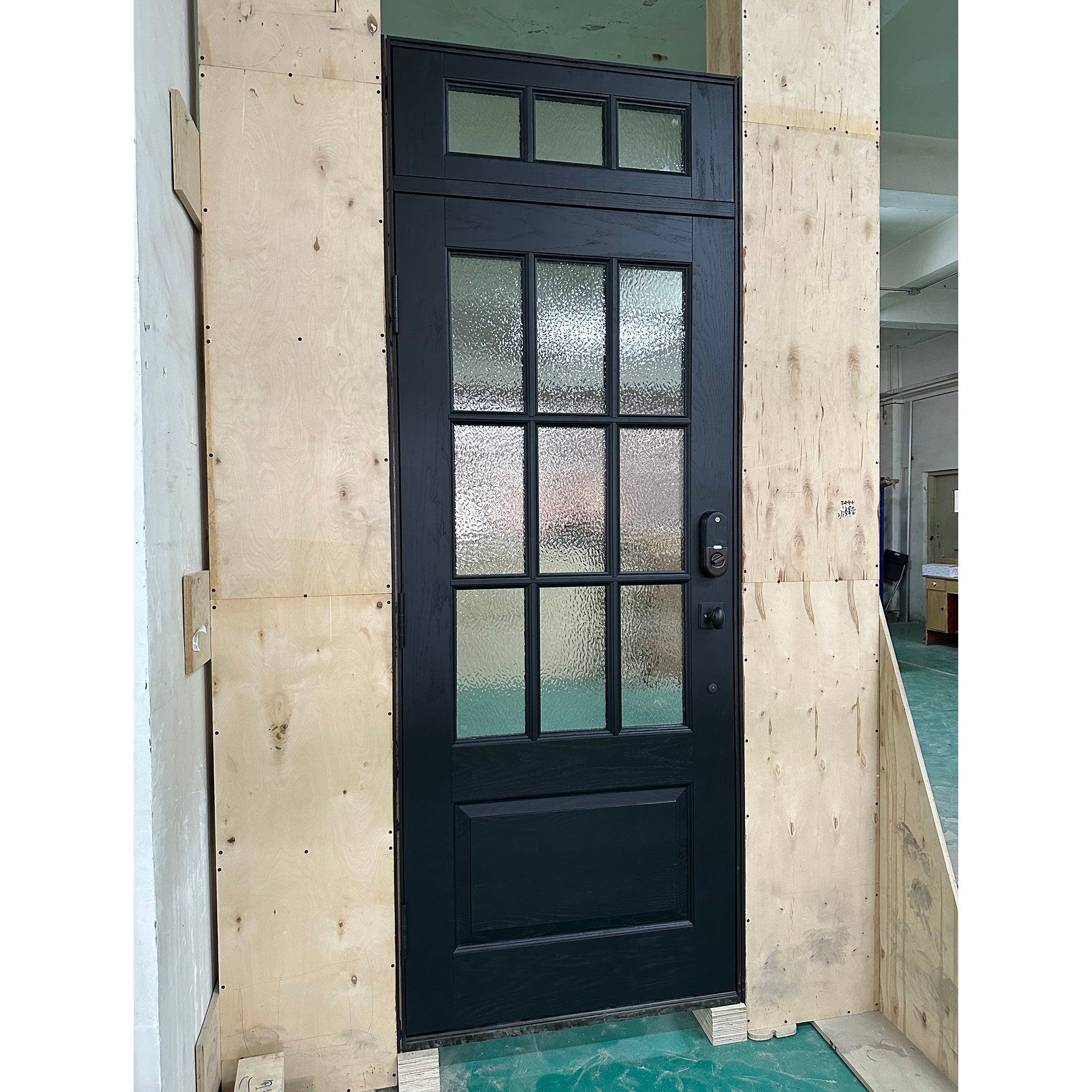 Red Oak Wood Front Door With Transom