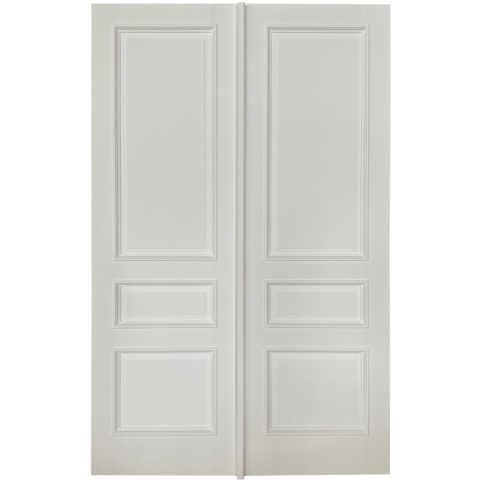 3-Panel Double Solid Wood Front Doors