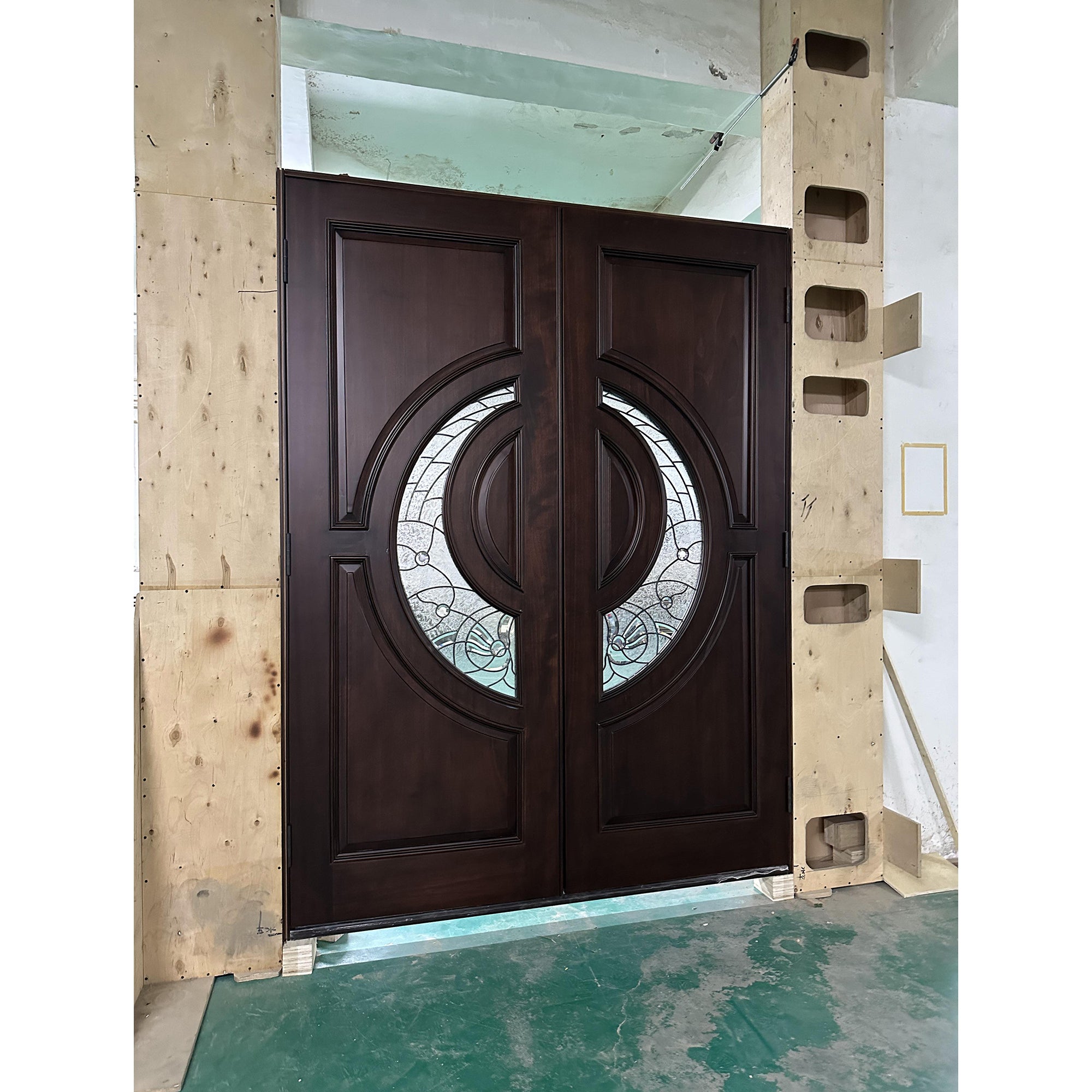 African Mahogany Double Solid Wood Exterior Doors