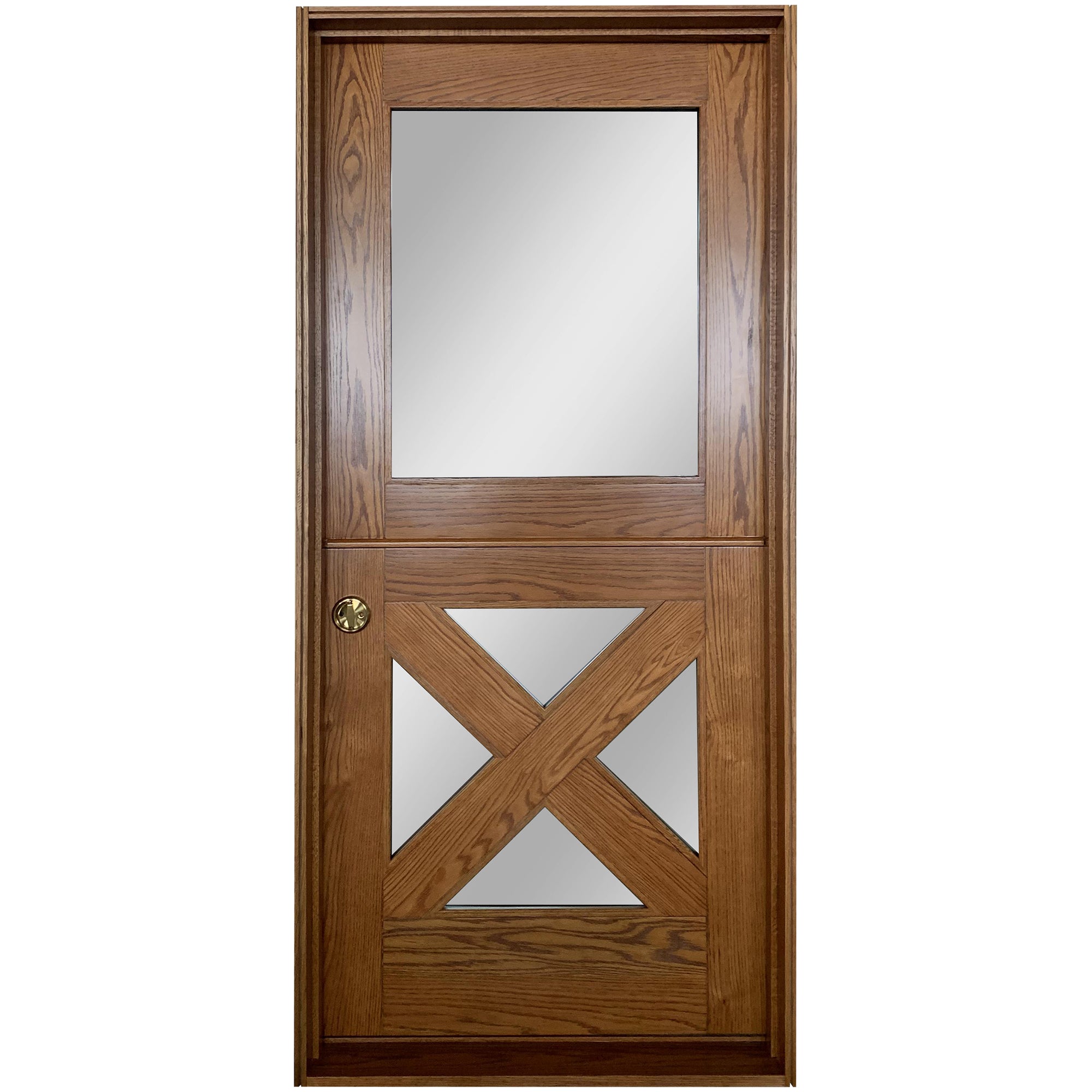 Red Oak Glass Wood Dutch Door