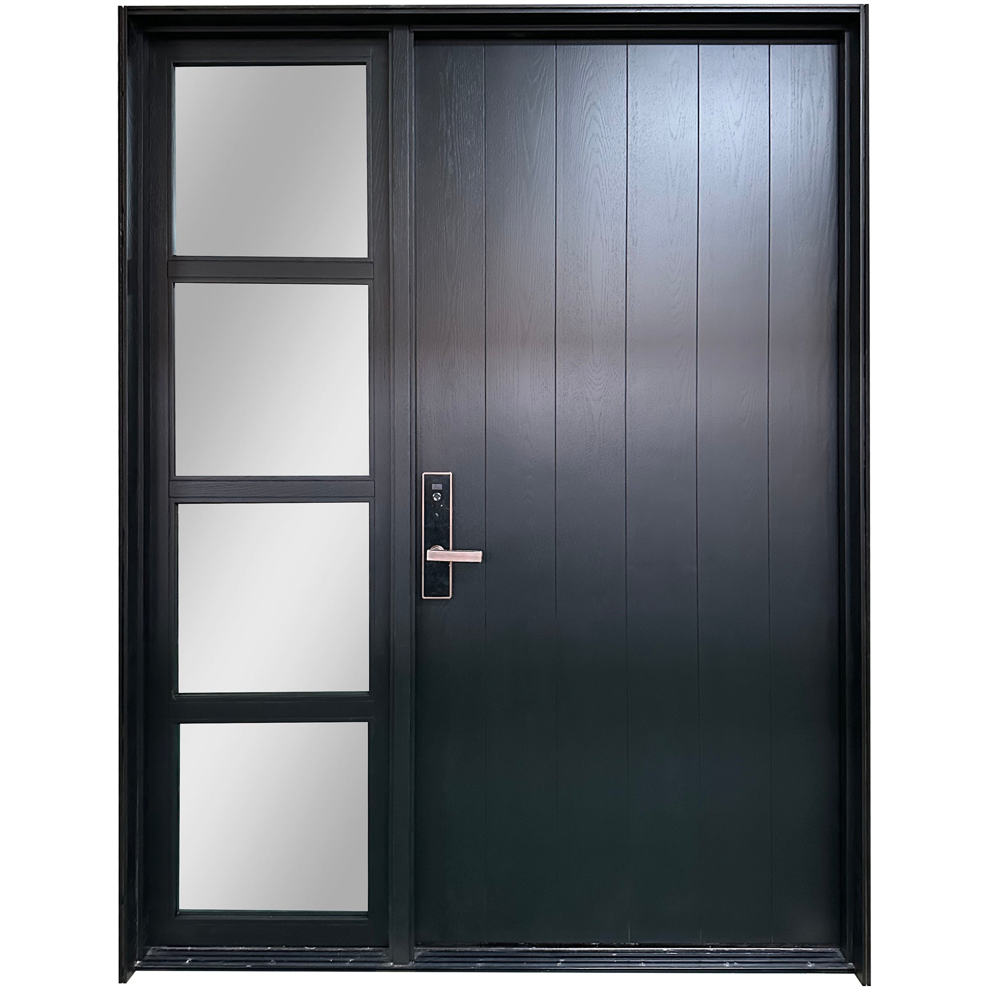 Black Paint Grade Sidelite Wood Front Door