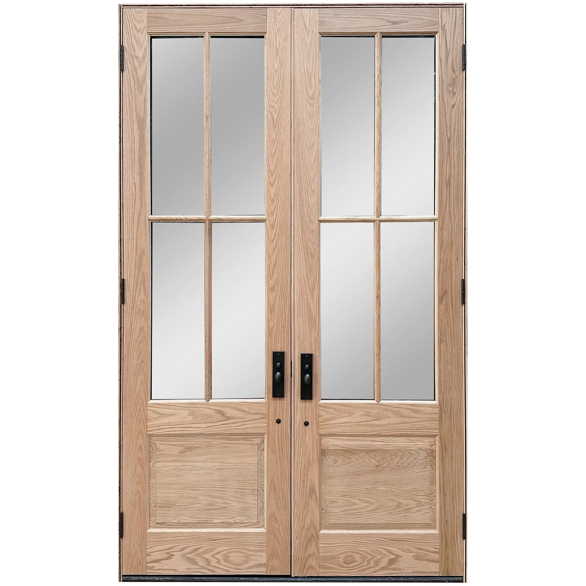 Red Oak 4-Lites Double Solid Wood Front Doors