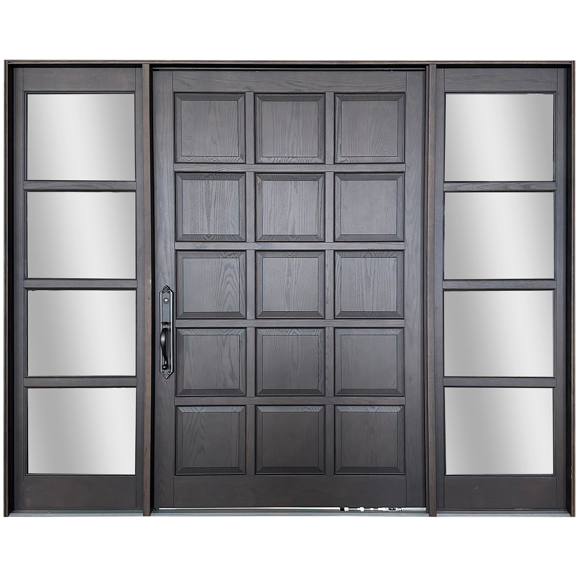 Panel Entry Wood Door With Double Sidelights