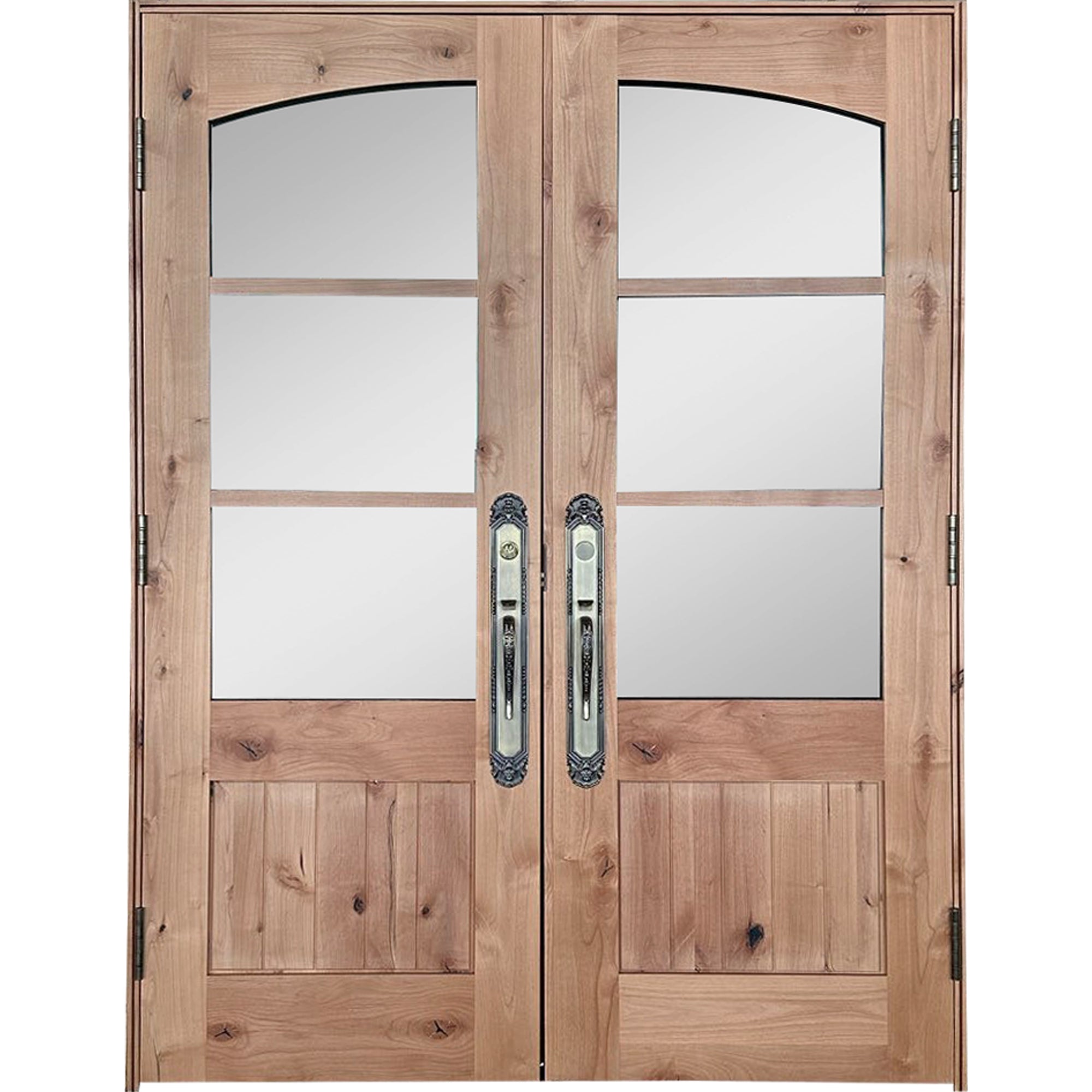 Double Glass 3 Lites Front Wood Doors