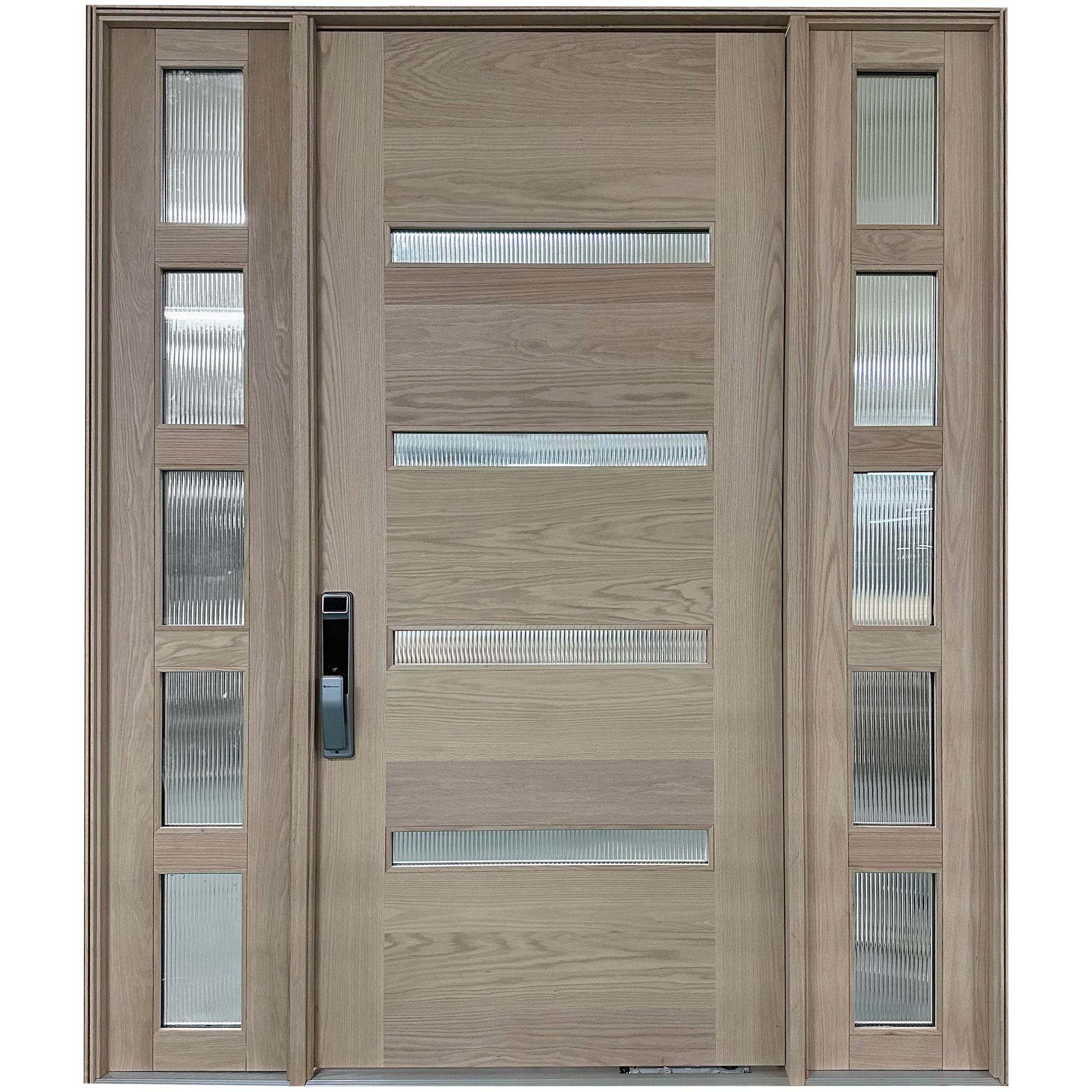 Contemporary Entry Glass Door With Double Sidelights