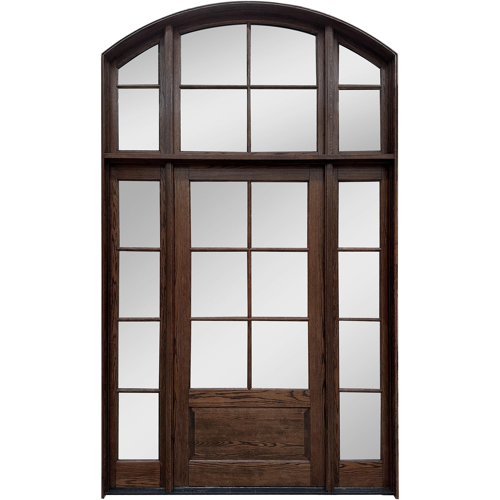 Red Oak Double Entry 6-Lites Wood Door Arched Transom Door