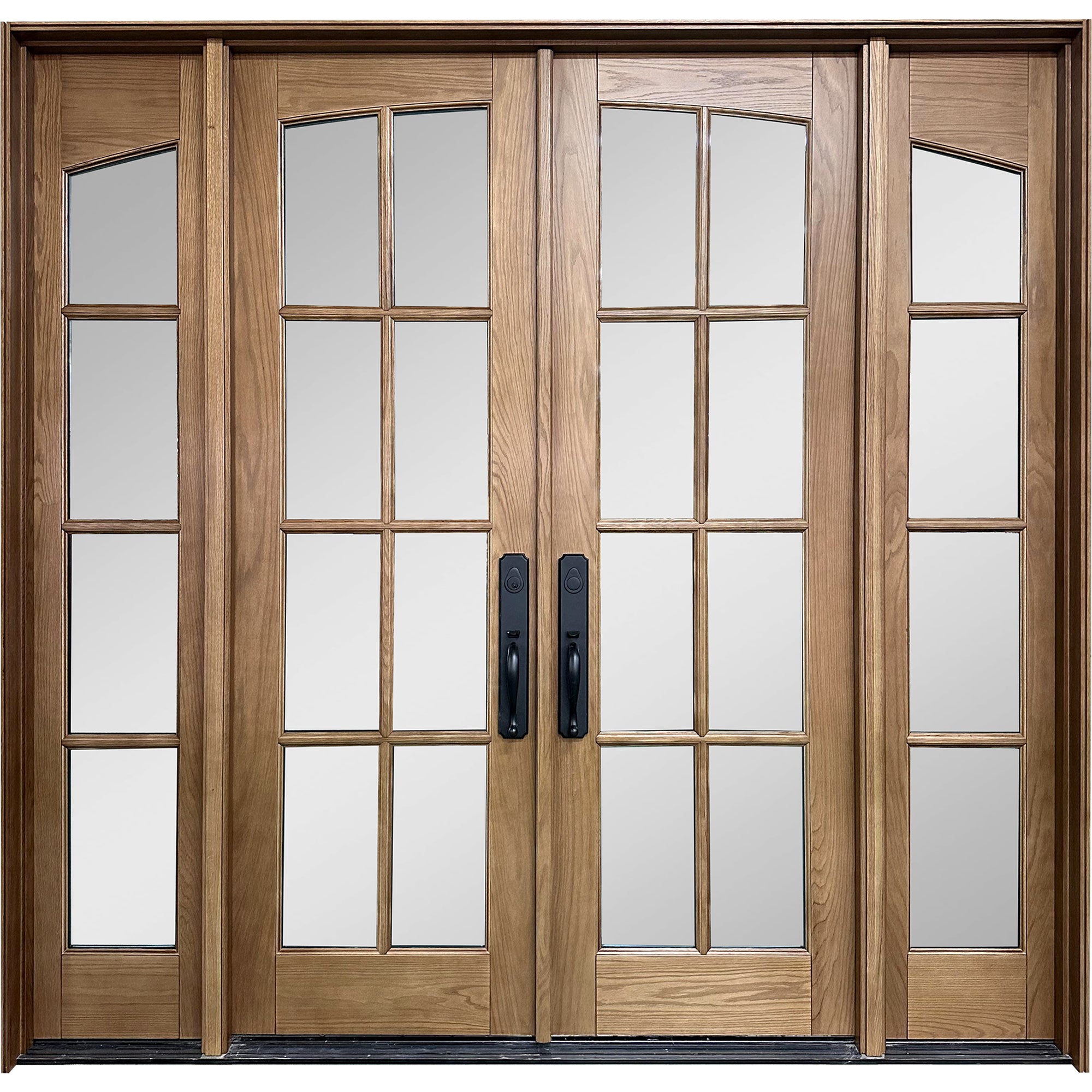 French Exterior Wood Door With Double Sidelites