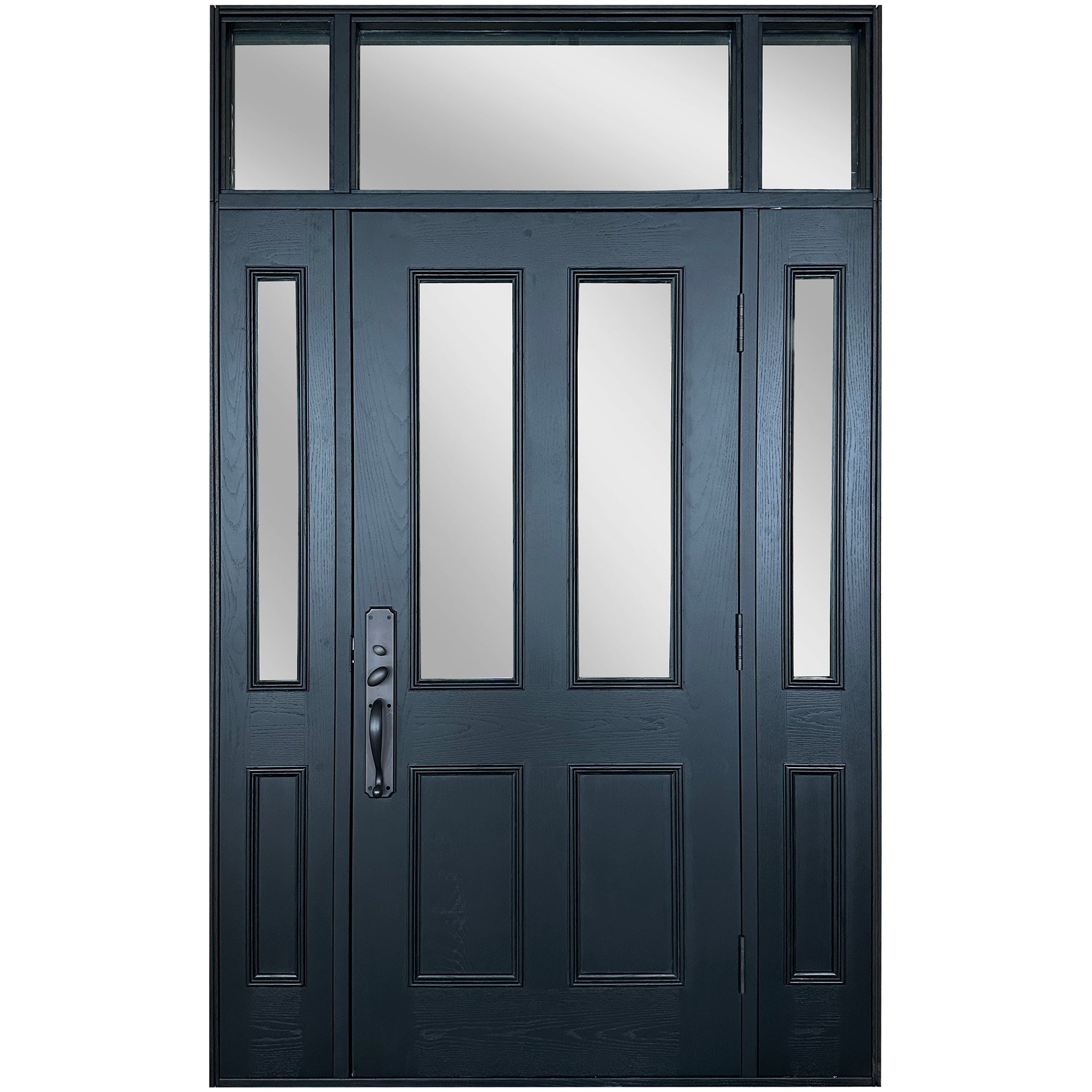 Mahogany Solid Wood Glass Front Door With Transom