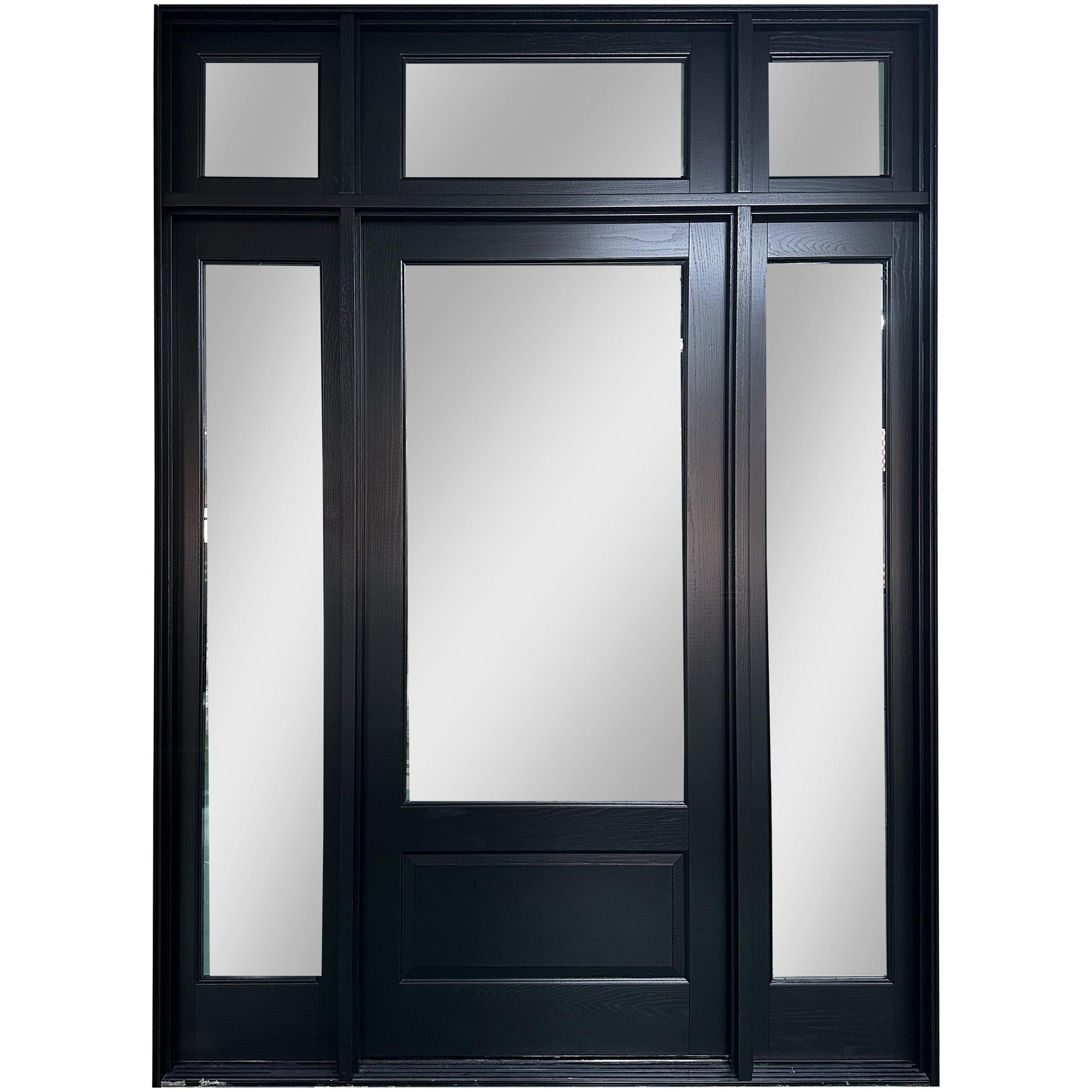 Glass Contemporary Solid Wood Front Door With Transom