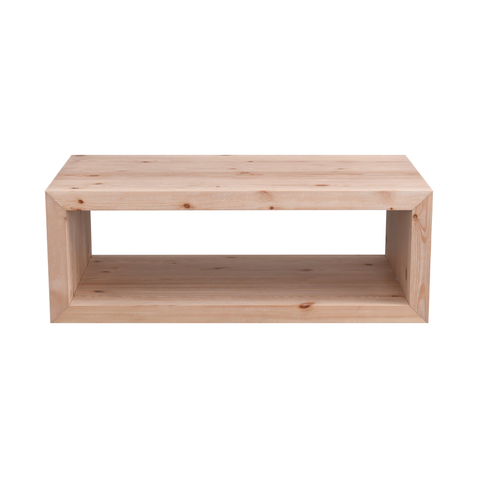 Pine wood coffee table with storage