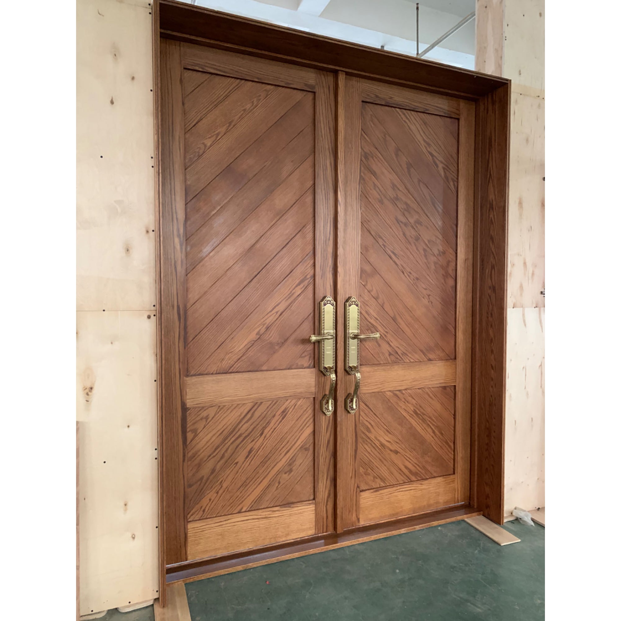 Red Oak Double Solid Wood Exterior Doors