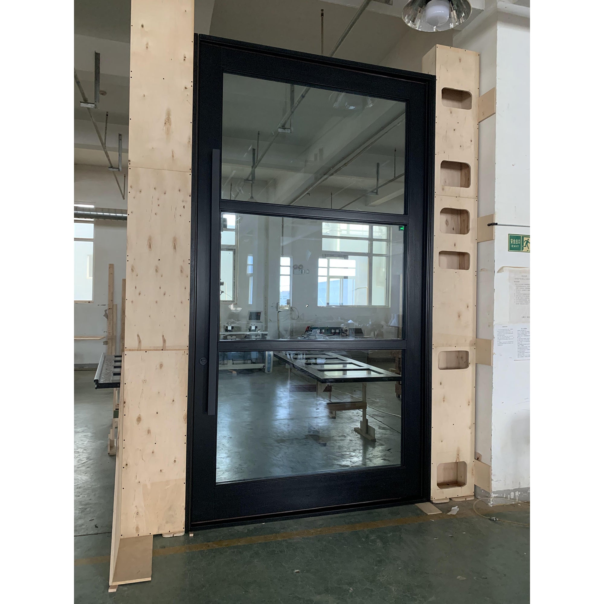 Contemporary Glass Front Pivot Door