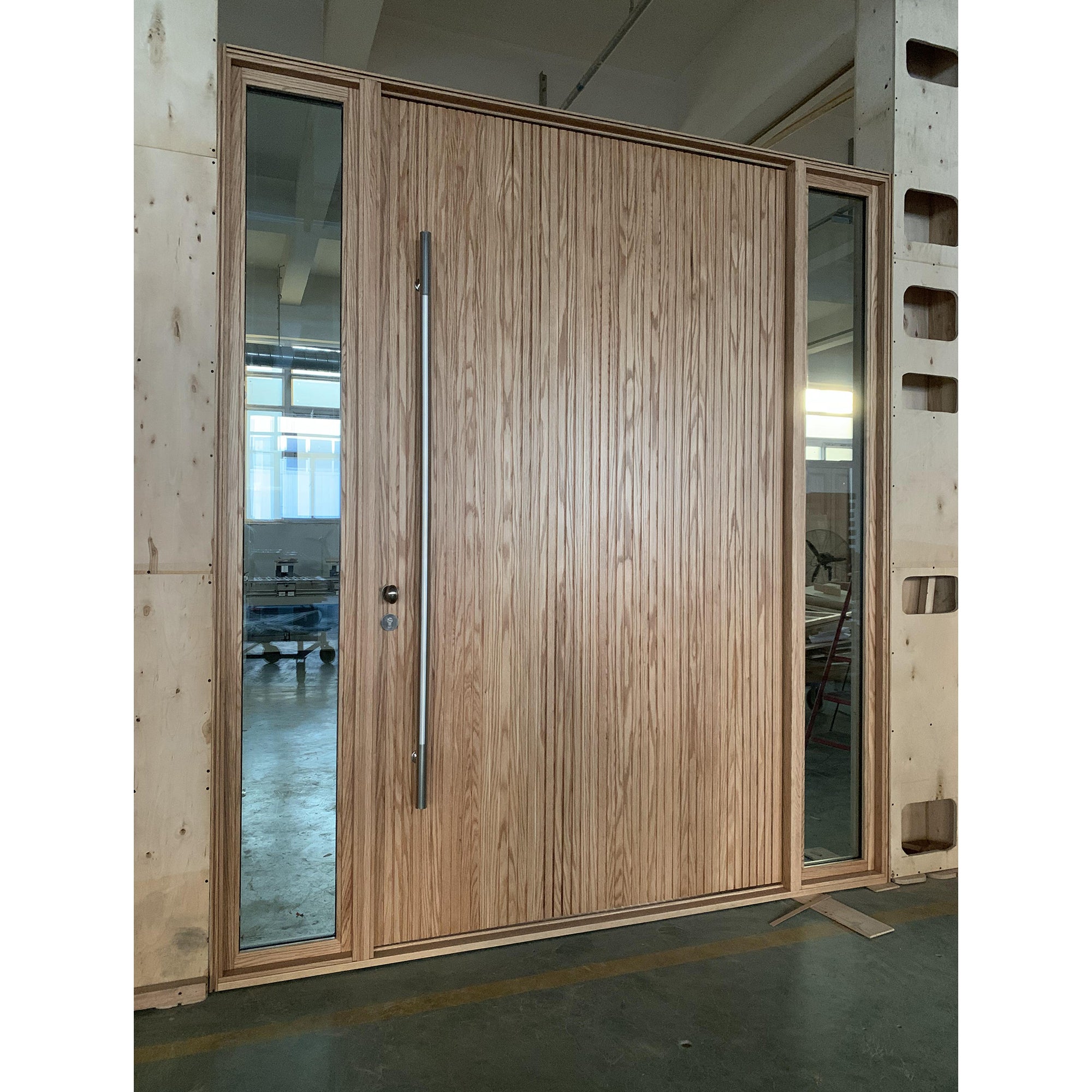 Red Oak Entry Sidelites Wood Door