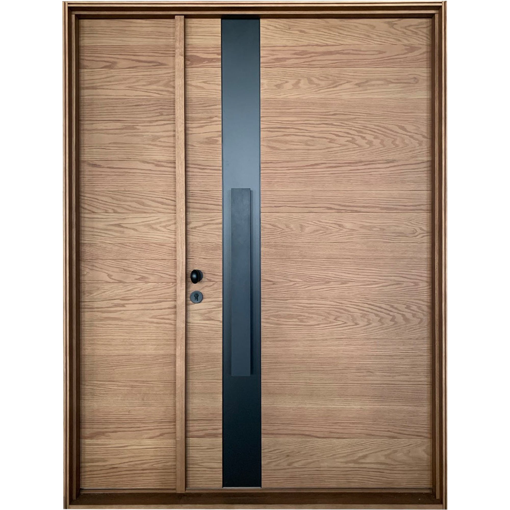 Modern Entry Red Oak Door With Sidelite