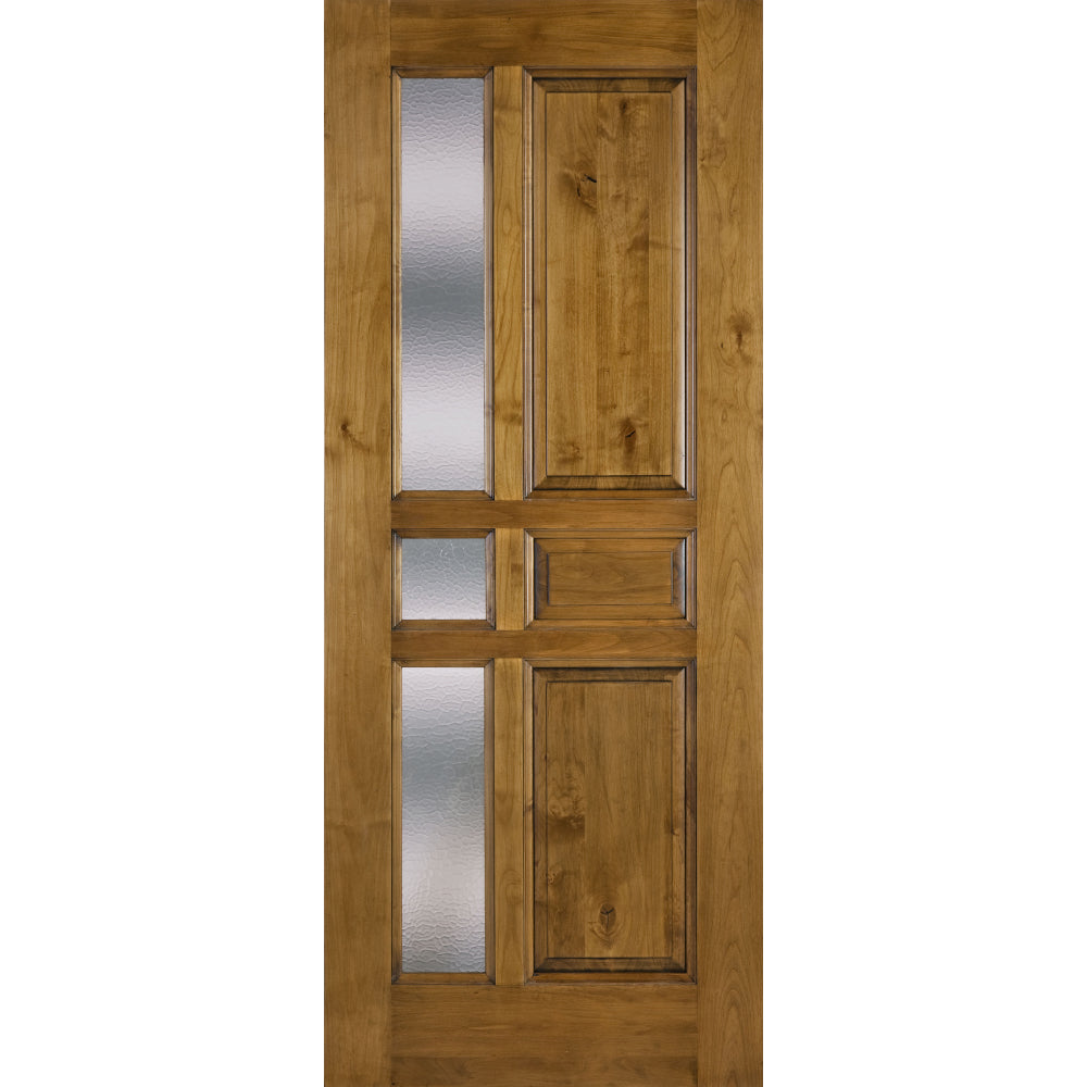 3 Panel with Glass Solid Wood Interior Door