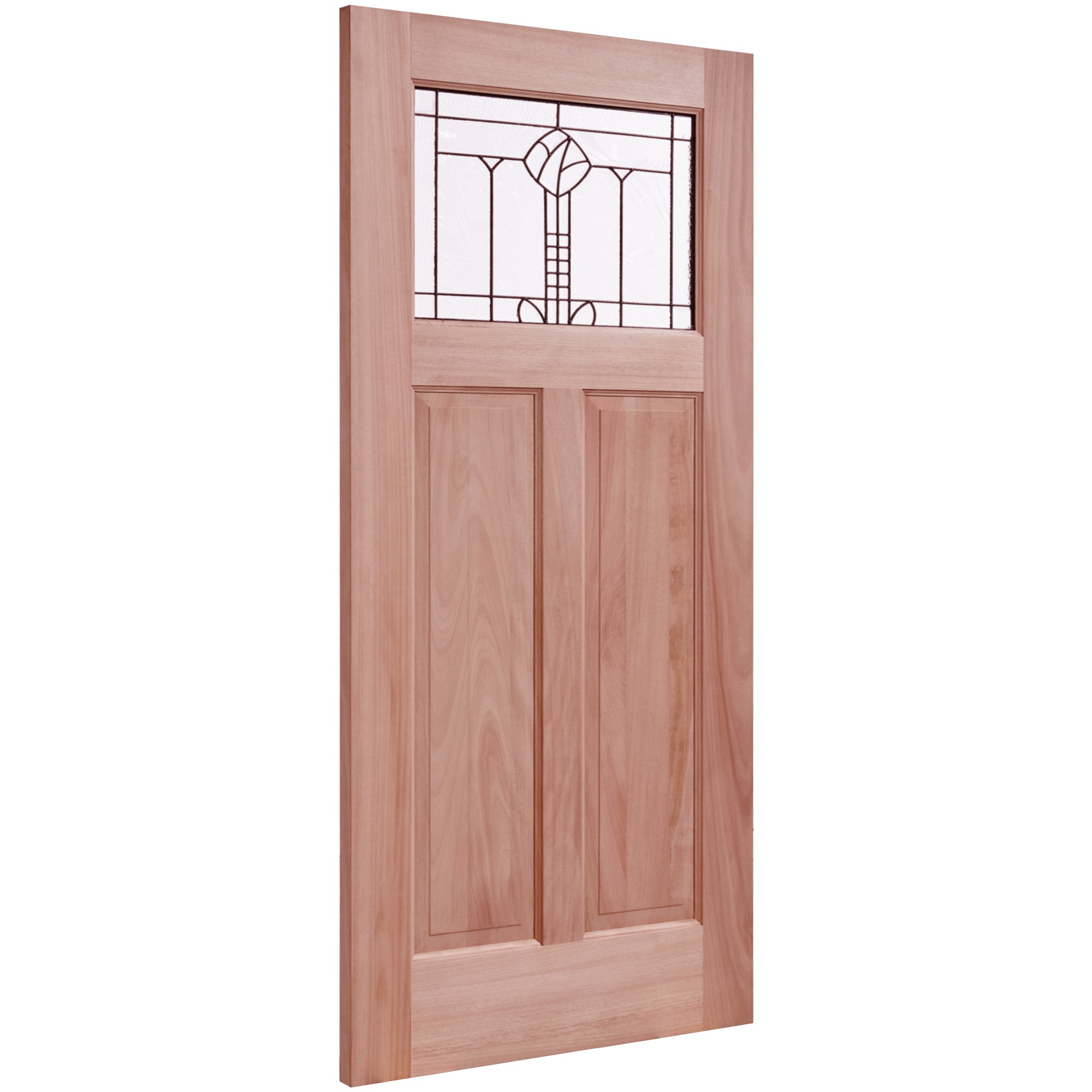 Rose Glass Mahogany Exterior Solid Wood Door