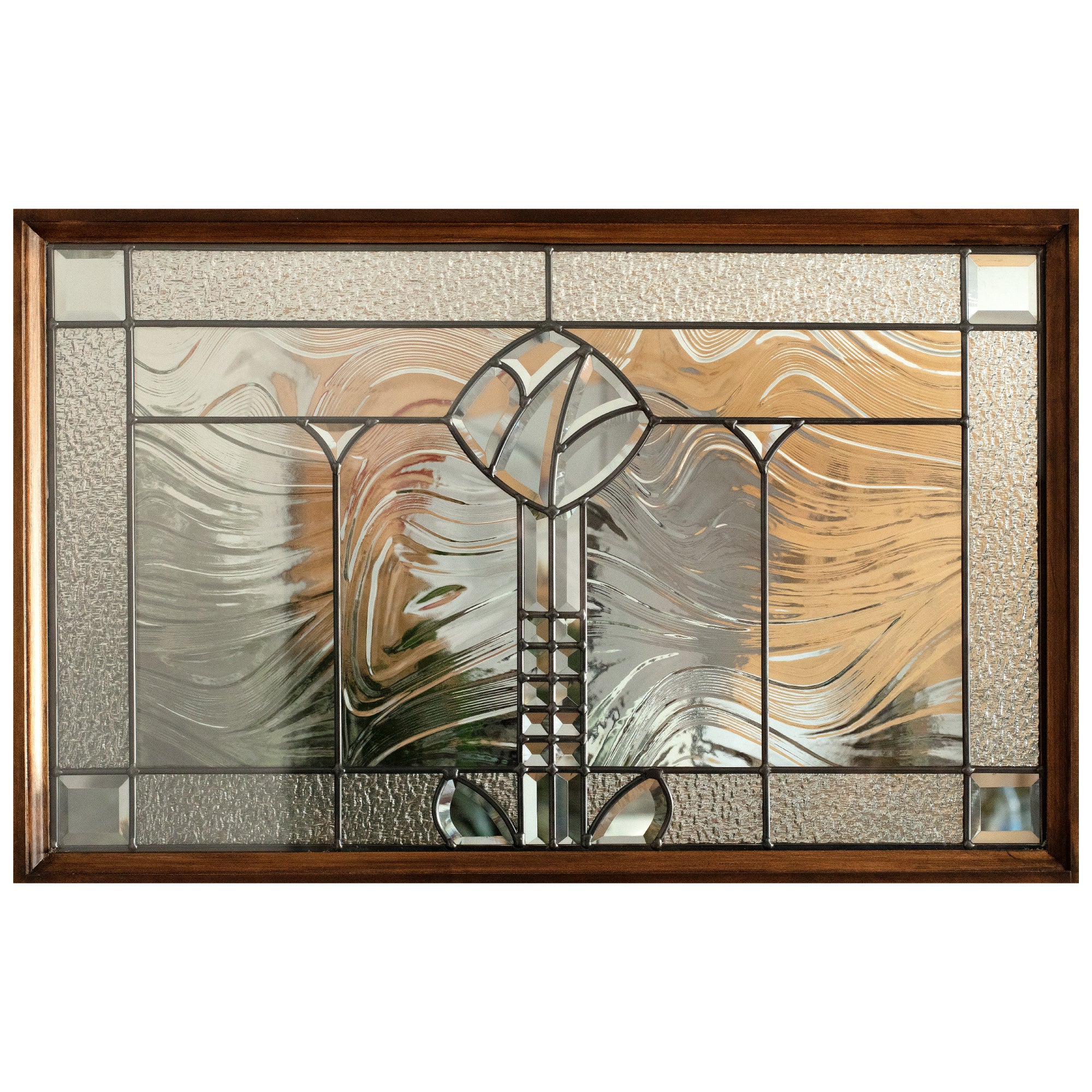 Rose Glass Mahogany Exterior Solid Wood Door